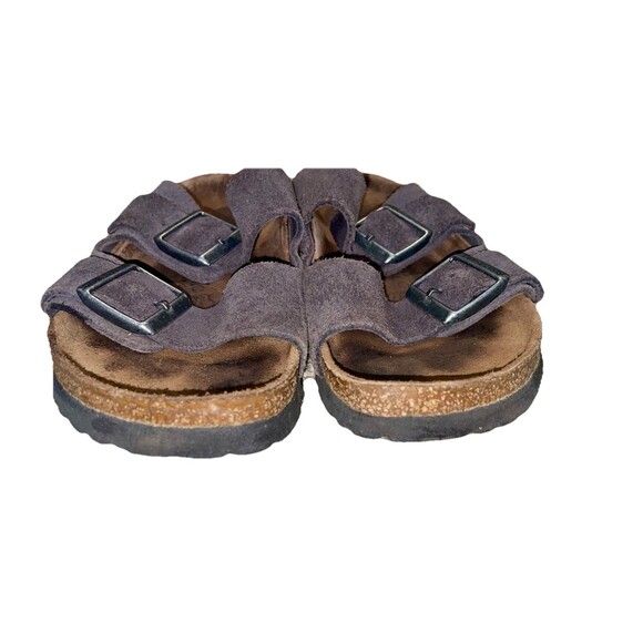Birkenstock Arizona Sandals Softbed EU 40 260 9 Gray Suede Cork Footbed Slides - Picture 3 of 9